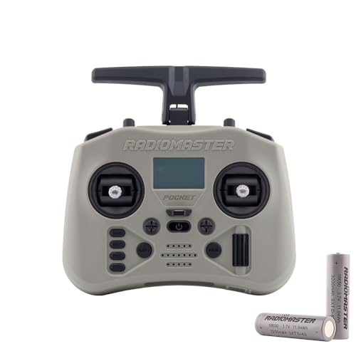 Radiomaster Pocket Crush 2.4GHz ELRS Hall Gimbal Transmitter Remote Control Portable Lightweight Foldable Antenna Mode 2 (Slate Grey with 18650)
