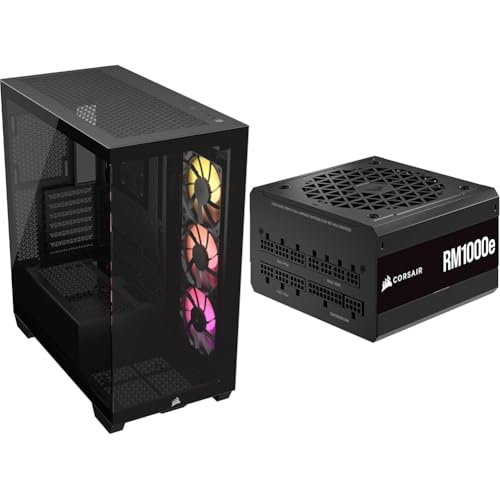 Image of CORSAIR 3500X ARGB Mid-Tower ATX PC Case + CORSAIR RM1000e Fully Modular ATX Power Supply - Black