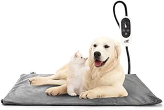 Toozey Dog Heat Pad Electric 70*40 cm, 4 Adjustable Timer & 6 Adjustable Temperature, Safe Pet Heating Pad Mat with Crystal Velvet Cover, Waterproof, Ideal for Whelping/Puppy/Middle Dogs and Cats, L