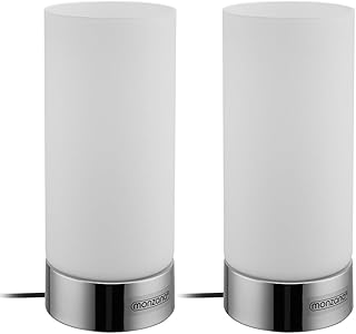 Monzana® Nachttischlampe 2er Set Touch Dimmbar mit LED Leuchtmittel Glasschirm Tischlampe Tischleuchte Wohnzimmer Schlafzimmer Nachtlicht Leselampe