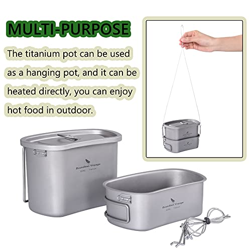 Boundless Voyage Titanium Military Mess Kit Set 750ml+400ml Cups Ti2048C miniatura 2