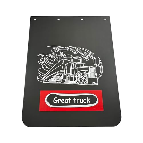 Image of BST BSSP Black Mud Flaps for Semi Trucks Tractor Trailer Great-Truck Pattern,Heavy Duty Rubber Universal Straight Mudflaps Splash Guard, 24 x 30Inch,Pair Set