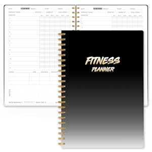 Fitness Journal Workout Planner for Women & Men – A5(5.5″ x 8.5″) Sturdy Workout Log Book for Gym & Personal Home Workouts – Black