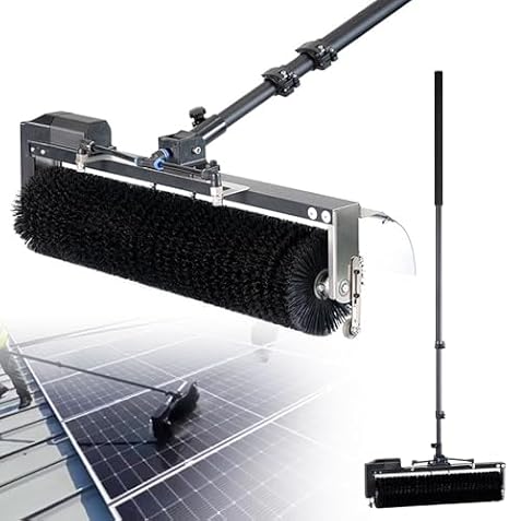 Automatic Solar Panel Cleaning Kit, 7.5m Adjustable Water Fed Pole, Roller Brush for Efficient Photovoltaic Panel Cleaning, Roof Water Brush Tool, Sol