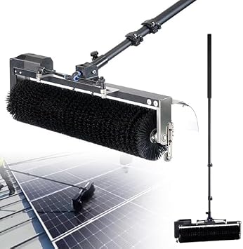 Automatic Solar Panel Cleaning Kit, 7.5m Adjustable Water Fed Pole, Roller Brush for Efficient Photovoltaic Panel Cleaning, Roof Water Brush Tool, Solar Energy Maintenance