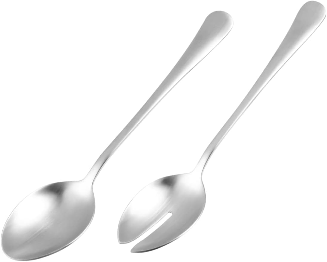 Salad Servers Silver 2 Piece Stainless Steel Fork Spoon Set