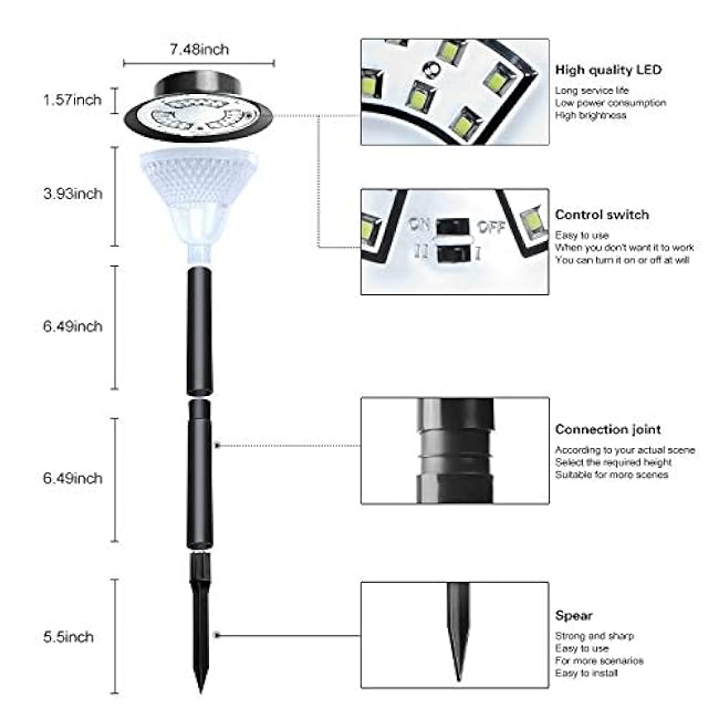 Solar Pathway Lights Outdoor, 2 Pack Upgraded Solar Outdoor Lights Super Bright Up to 12 Hrs, IP65 Waterproof Solar Garden Lights Outdoor Solar Lights for Yard Landscape Path Walkway
