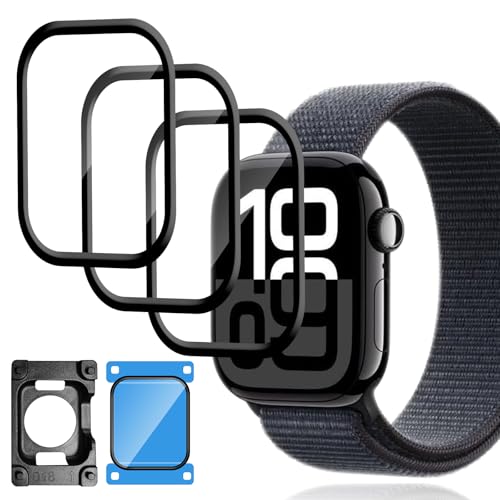 Yenwen Schutzfolie für Apple Watch Series 11 42mm, 3 Stück Blasenfreie Displayschutz mit Montagerahmen, Anti-Kratzer Pre...