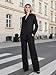 YILOTE Women's Two Piece Sets Pants Suits Dressy Business Casual Outfits Pantsuits Set Work Office Blazer and Wide Leg Black