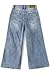 KIDSCOOL SPACE Big Girls' Wide-Leg Jeans,3 Buttons Front Elastic Band Inside Palazzo Denim Pants,Light Blue,13-14 Years