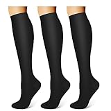 Kompressionsstrümpfe (7 Paar), 15-20 mmHg sind die besten athletischen und medizinischen Socken für Damen und Herren, Laufen, Flugzeug, Reisen, Krankenschwestern, Schwangere - Erhöht die, 01 Schwarz