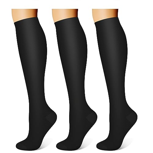 WITHYOU 3 Pairs Compression Socks for Women & Men 15-20 mmHg,Best Support for Nurses Running Hiking
