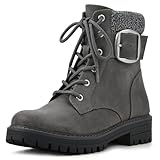 CLIFFS BY WHITE MOUNTAIN Women's Shoes Mentor Block Heeled Lace-Up Ankle Bootie, Charcoal/Fabric, 6 W