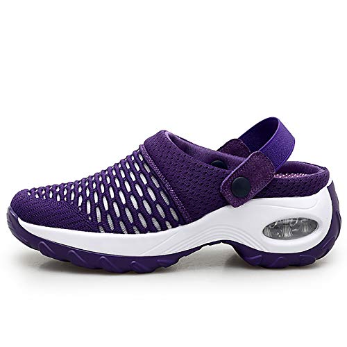 Image of Trsorini Mules Clogs for Women Summer Air Cushion Platform Mesh Mules Sneaker Sandals for Female Lightweight Beach Shoes Outdoor Slippers Walking Shoes