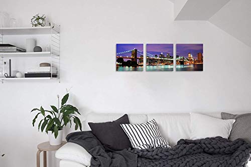 Tutubeer 3 Panel New York City Wall Art Brooklyn Bridge Wall Art Broooklyn Bridge Night View Modern Landscape Artwork Canvas Prints Abstract Pictures On Canvas Wall Art For Home Decor Wall Decor #TOP3