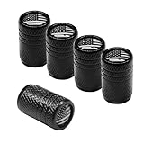JNXIJ 5 PCS Tire Valve Stem Caps, Corrosion Resistant Aluminum American Flag Wheel Valve Covers, Leak-Proof Tire Air Cap Patriotic Accessory for Cars, Trucks, Motorcycles (Black, Sleek Flag)