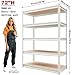 LI JIU HOME 5 Tier Laminated White Boltless Metal Shelving Unit Adjustable Garage Storage Utility Rack Heavy Duty Shelves Organization Multipurpose Shelf Warehouse Pantry 35