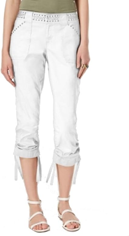 Studded Cargo Pants (Washed White 