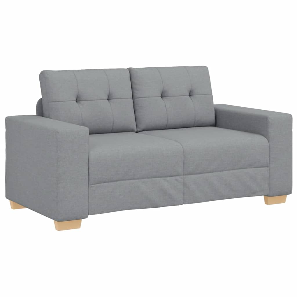 OWOX Sofá de 2 + 3 plazas gris claro 160/221 cm, poliéster, estructura de madera y metal, reposabrazos anchos, cojín cómodo, moderno, resistente, salón, oficina, habitación de invitados