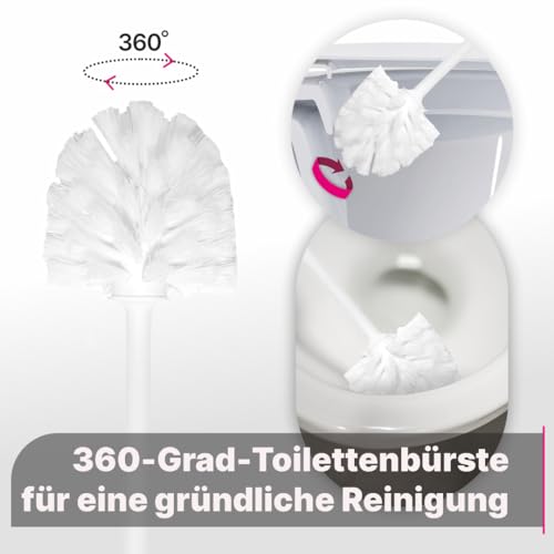 York Toilet Brush Toilet Brush with Holder Toilet Cleaning for Hotel Inn Pension Restaurant Modern White 35 x 11 cm - Image 3