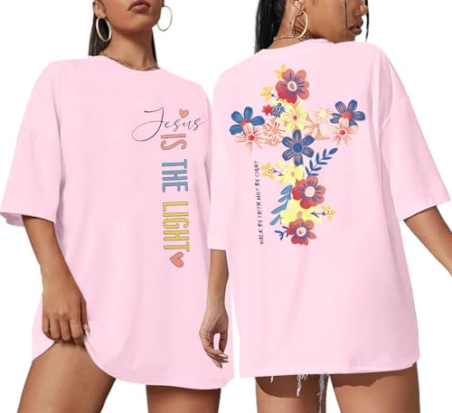 BANGELY Faith Over Fear �V���c ���f�B�[�X �O���t�B�b�N�V���c �I�[�o�[�T�C�Y ���[�N�A�E�g �W�� �N���X�`���� �@�� T�V���c �h���b�v�V�����_�[ T�V���c �g�b�v�X, C-�s���N, XX-Large