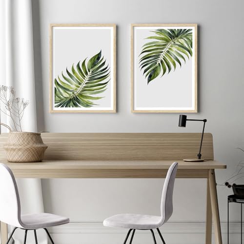 Image of COLOSSAL ART HOUSE Set of 2 botanical wall art paintings for living room & wall painting for bedroom wall decor - (10x13 Inch framed poster, Paintings for home decor)