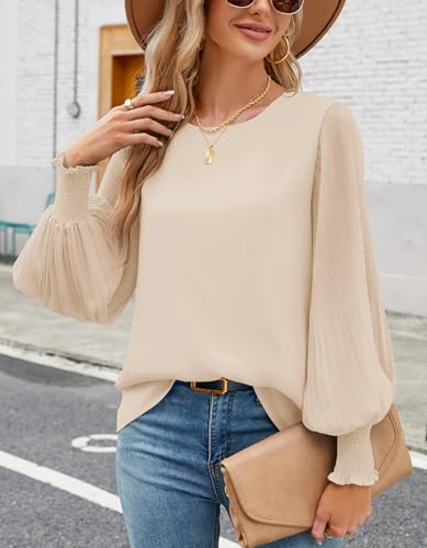 Image of Aifer Womens Tops Dressy Casual Long Sleeve Shirts Chiffon Blouses