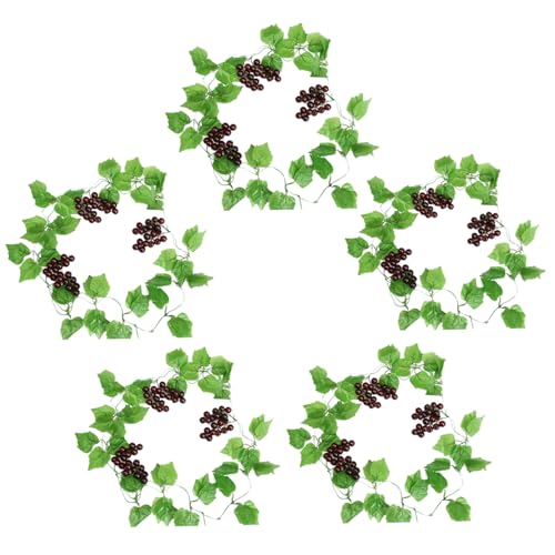 Gcroet 5 pezzi ghirlanda di viti, foglie di uva di uva 94,5 pollici di stoffa di seta lunga uva finta con steli di plastica, vite di uva realistica per casa, soggiorno, giardino e ecc.