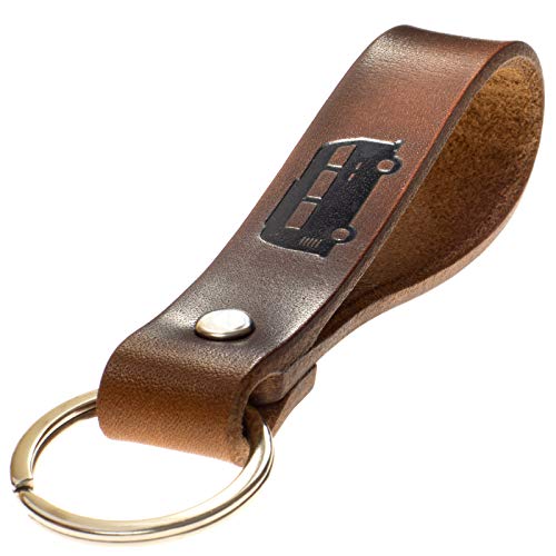ELBERCRAFT® Schlüsselanhänger Leder WOHNMOBIL der Schlüssel Organizer für deine Schlüsseltasche keychain made in Germany braun Gravur schwarz
