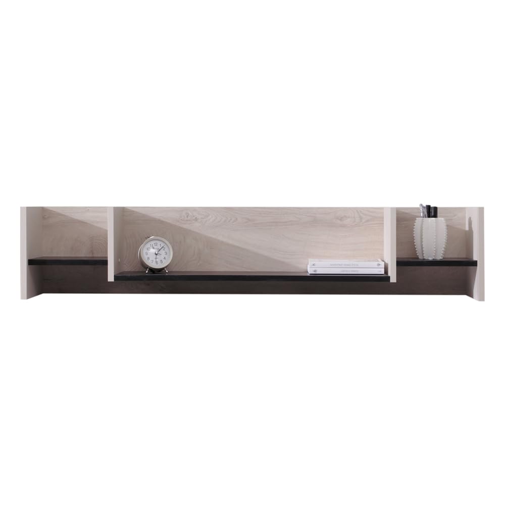 Lomadox Jugendzimmer Set 7-teilig mit Bett, Eckkleiderschrank, 2 Regalschränke, Wandboard, Schreibtisch, Schreibtischaufsatz in schwarz/braun/beige Modern