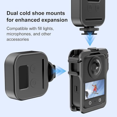 Image of Yantralay Metal Frame Camera Cage with Silicone Lens Protector Compatible with DJI Osm o Action 360 - Aluminium Protective Cage with 1 /4 inch Threaded Hole & Cold Shoe Mount, Action 360 Camera Accessories