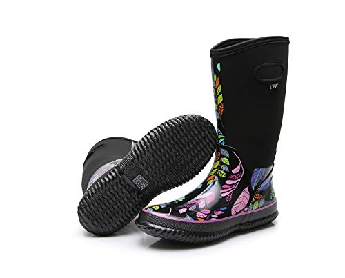 WTW Mid Calf Rain Boots for Women - Waterproof Insulated Neoprene Mud Boots Outdoor Hunting Garden Boots