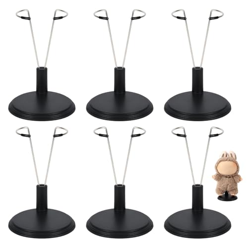 Tinoaly 6pcs Doll Stand, Adjustable Doll Display Stand Figure Holder Toy Display Support Accessories for Home Office Decoration for 4-8 Inch Toy(Black)