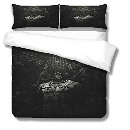 BFYRYL Housse De Couette 200x200cm Art du crâne Noir Parure Cover