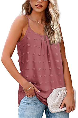 Xieerduo Ladies Tank Tops Loose Casual Sleeveless Tanks Dressy Spaghetti Strap Camisole Brick Red L #TOP2