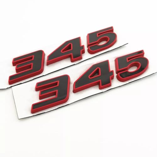 Image of Pair Set 345 Passenger & Driver Side Emblems 3D Badge Sticker Nameplates (Red Black)