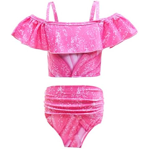 shepretty Girls Swimsuit Costume 2PCS Swimming Set Summer Beach Holiday,HXZ505,Pink,110 Cover