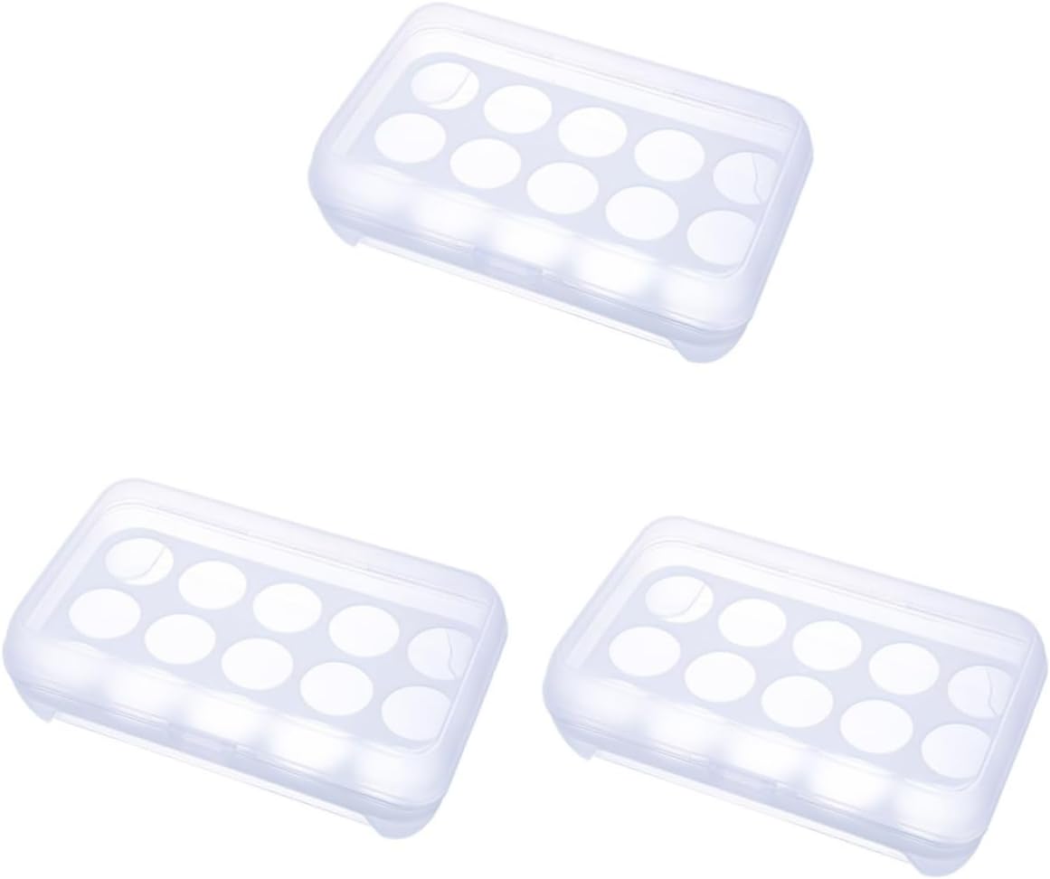 3pcs 15 Egg Holder for Fridge Egg Stand Holder Single Egg Holder Egg Holder for Refrigerator Egg Holder Tray Dispenser Container Fridge Egg Container Box Egg Tray White? (White)