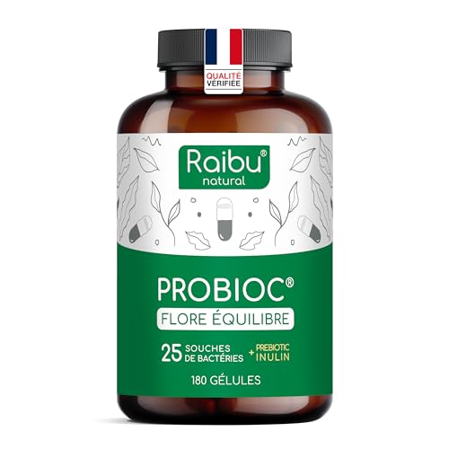 Probiotique Flore Intestinale - 60 Milliards UFC/Jour, 25 Souches de Bactéries avec Inuline - l’Équilibre de la Flore Intestinale - Contient Lactobacillus Gasseri et Bifidobacterium