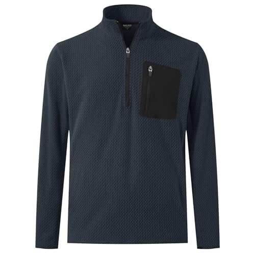 M MAELREG Quarter Zip Pullover Men Classic Golf Sweatshirt Dry Fit Soft Warmth Mens 3/4 Zip Pullover for Fall Navy