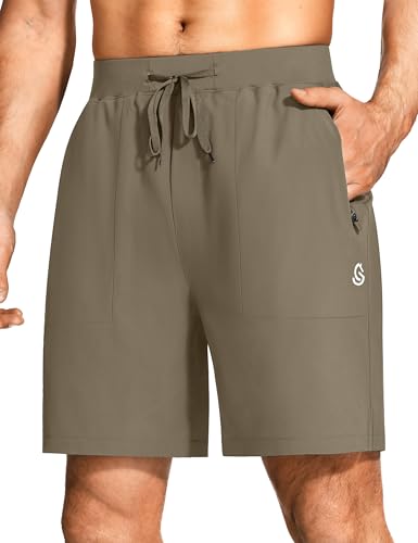 ISEEGZ Bermuda masculina atlética de ginástica de 17,8 cm com costura interna para corrida com bolso