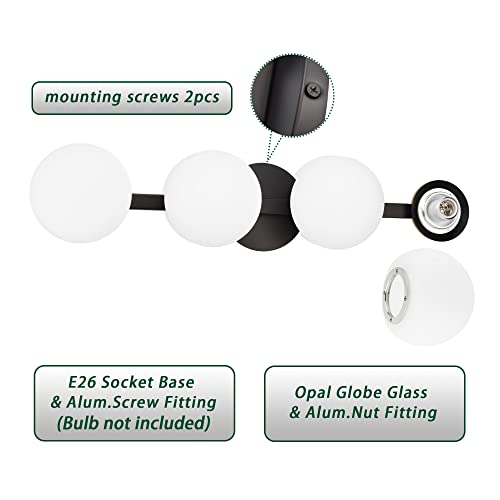 Bathroom Vanity Light Fixtures, Modern 4 Lights Globe Wall Sconce Lighting Matte Black, Porch Wall Mount Light Fixture for Bathroom, Mirror Cabinets Hallway Stairs (Matte Black, 4-Light) Bathroom Vanity Light Fixtures, Modern 4 Lights Globe Wall Sconce Lighting Matte Black, Porch Wall Mount Light Fixture for Bathroom, Mirror Cabinets Hallway Stairs (Matte Black, 4-Light)