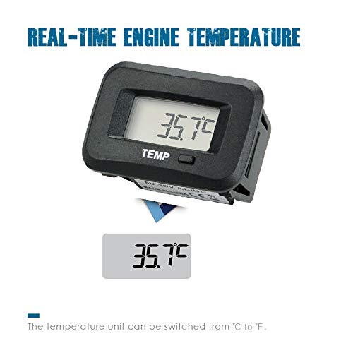 Runleader Snapin Temperature Gauge Meter,OverTemperature Alert,Maximum Temperature Record