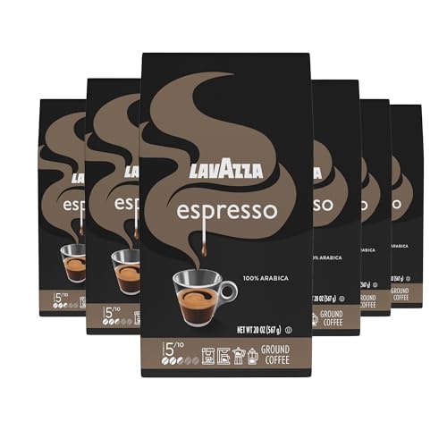 Lavazza Espresso Ground Coffee, Medium Roast, 100% Arabica, 20 oz Bag (Pack of 6)