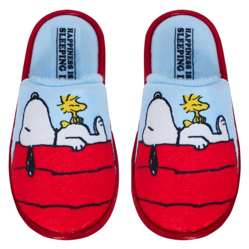 Peanuts Snoopy Pantofole per donne adolescenti ragazze slip on aperto indietro muli Sliders Woodstock caldo casa scarpe, Multi, 36 EU