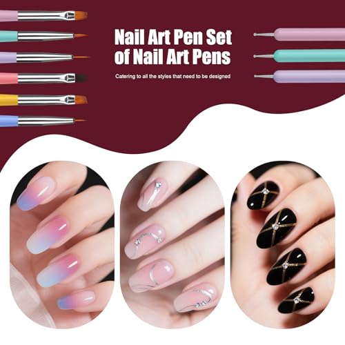Image of Artdone Nail Striping Tape Lines Kit With Nail Art Pens Dotting Tools And Liner Brushes For Gel Polish Small Detail Drawing Design Paint