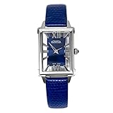 Hochwertiges Ronda 732 AIG 4 Quarzwerk, Swiss Made - Blaues Snake Look Lederband mit Edelstahl Butterly Schließe