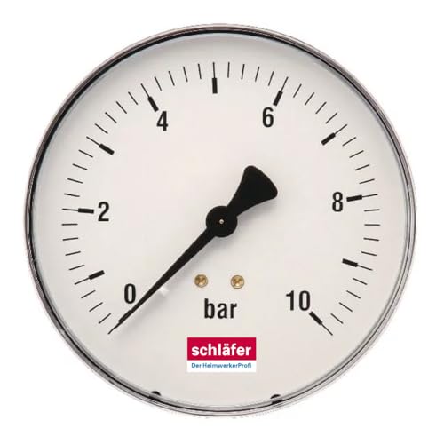 Schläfer 0930169 | Manomètre hydraulique arrière raccord axial 3/8" échelle 0-10 bar de 63 mm pour systèmes thermiques d'air d'eau avec indicateur de pression hydraulique