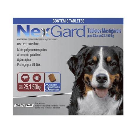 Antipulgas E Carrapatos Nexgard Merial Para Cães De 25,1 A 50kg - 3 Tabletes