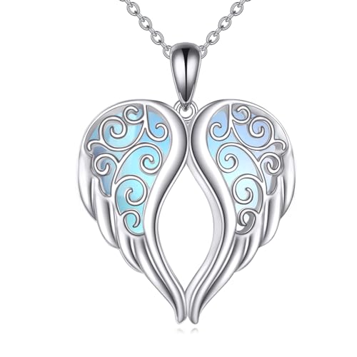 YFN Angel Wings Necklace Sterling Silver Guardian Angel Necklace Wings Pendant Jewelry for Women Gifts